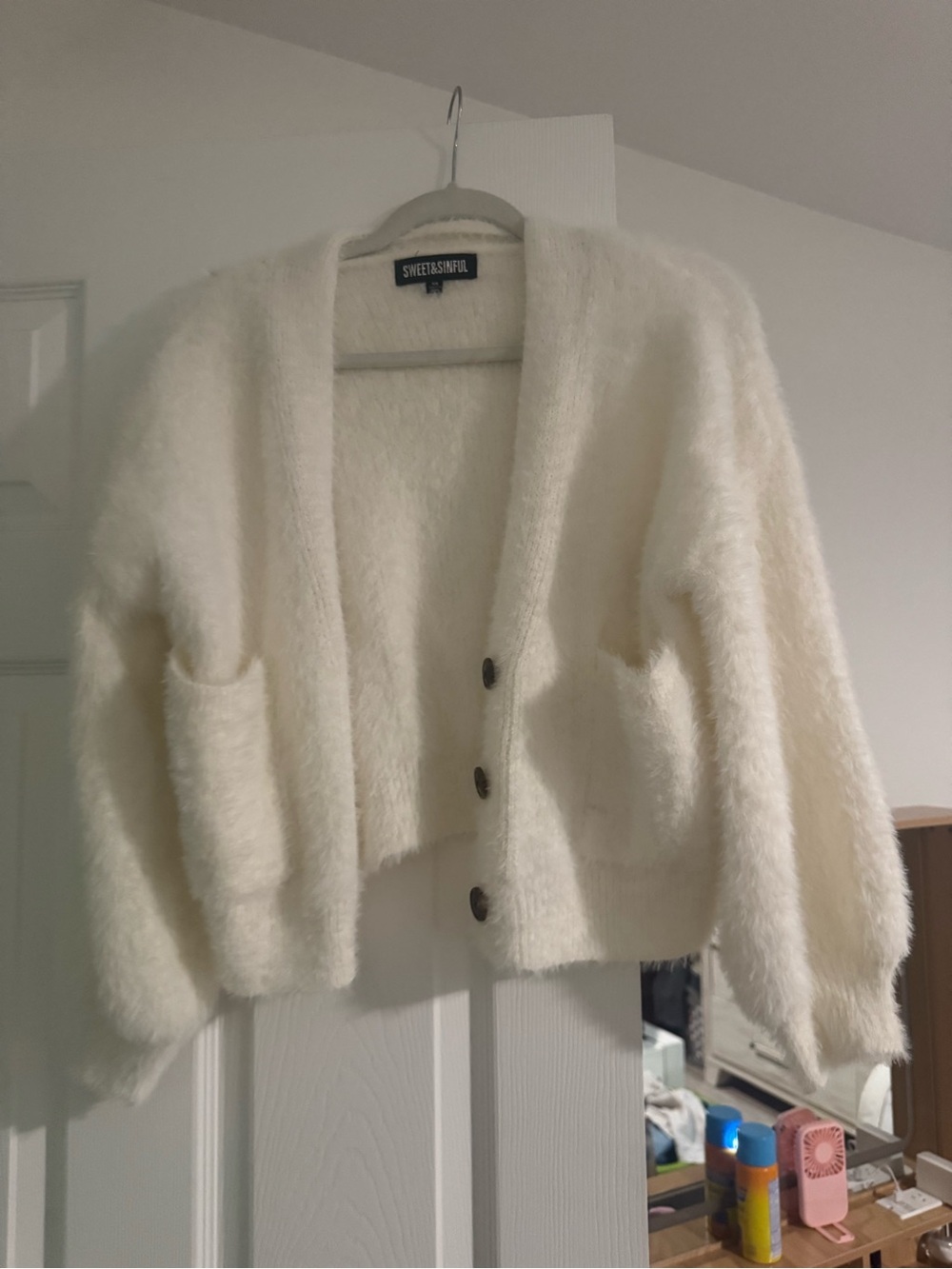 SWEET&SINFUL Cream Fluffy Button-Up Cardigan